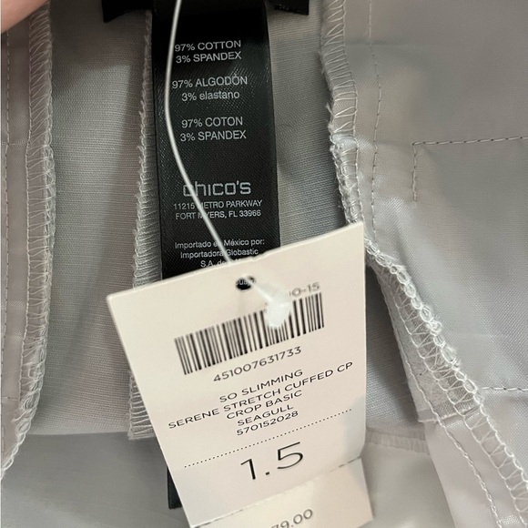NWT Chico’s So Slimming Serene Cuffed Crops Seagull - Picture 10 of 11